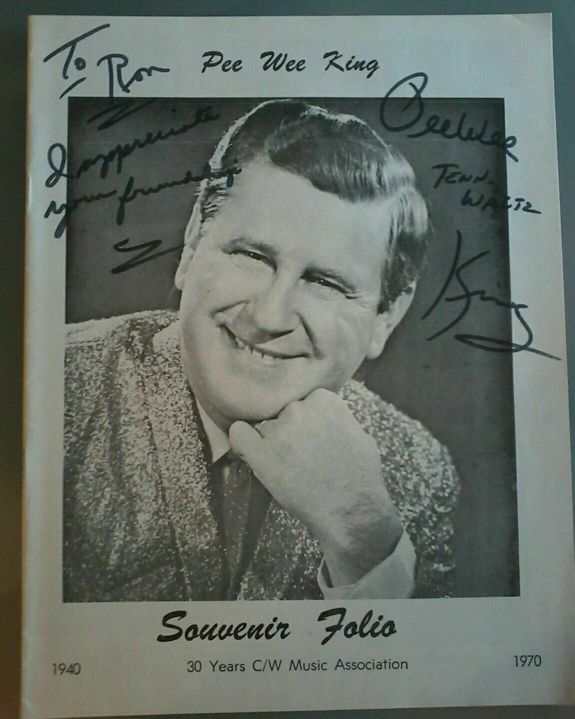 PEE WEE KING~ Souvenir Folio Signed~ 30 Years C/W Music Association 1940... - $8.90