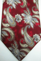 NEW $295 Ermenegildo Zegna Burgundy W/Cream Gold Silver Paisley Satin Si... - $123.49