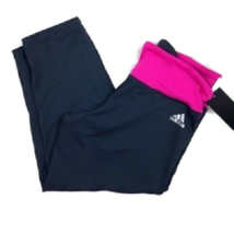 Adidas Crop Gym Yoga Tights Pants Black Pink Sz L Large - £18.37 GBP