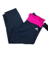 Adidas Crop Gym Yoga Tights Pants Black Pink Sz L Large - £18.07 GBP