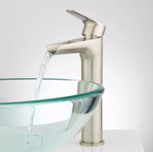 New Brushed Nickel Pagosa Waterfall Vessel Faucet with Pop Up Drain by S... - £164.14 GBP