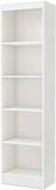 Pure White 5-Shelf Narrow Bookcase By South Shore. - £87.74 GBP