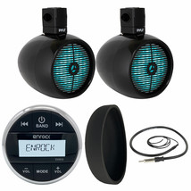 8&quot; Marine Wake Board Speakers, Enrock Bluetooth Round Radio W/ Cover &amp; A... - £480.92 GBP