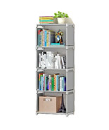 Bookshelf 5-Tier Portable Bookcase, 4-cube Storage Shelves Adjustable Or... - £31.28 GBP