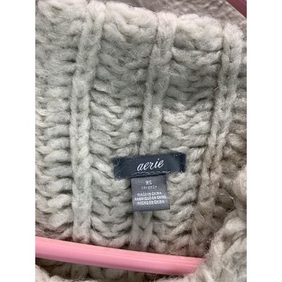 Aerie Gray Chunky Knit Sweater Top Mock Neck Juniors Womens Size XS Item image 2