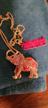 New Betsey Johnson Necklace Elephant Pink Rhinestone Africa Collectible Decorate - £11.98 GBP