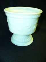 Vintage White Milk Glass Footed Dish Compote With Heart Leaves Pattern 4... - $14.00