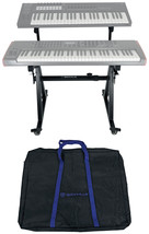 Rockville Z45W Z-Style 2-Tier Keyboard Stand+Wheels+Bag+Adjustable Heigh... - £120.30 GBP