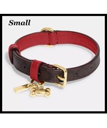 NIB COACH Small Dog Collar Signature Canvas Leather Red Apple/Brown/Gold... - $93.00 CAD