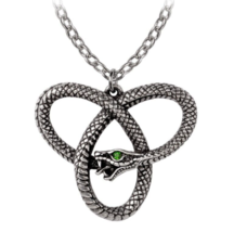 Alchemy Gothic Eve&#39;s Triquetra Pendant Serpent Necklace Green Crystal Ey... - $29.95