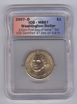 2007-D George Washington Presidential Dollar + ICG + MS67 + - £15.17 GBP