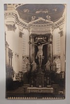 Jesus Crucifixion Vintage RPPC Photo Postcard Cathedral Interior Germany  - $18.61