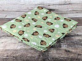 Handmade Small Baby Doll Or Cuddle Quilt Monkey Theme 19&quot; x 19&quot; Green Brown - £11.07 GBP