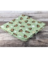 Handmade Small Baby Doll Or Cuddle Quilt Monkey Theme 19&quot; x 19&quot; Green Brown - £10.89 GBP