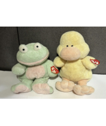 TY Puddles Grins Frog Duck Pluffies Collection Stuffed Plush Lovey Pet T... - £22.84 GBP