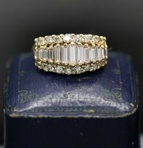 3.75Ct Baguette &amp; Round Brilliant Cut Diamond Band Ring 14k Yellow Gold Over - £74.73 GBP