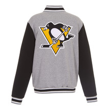 NHL Pittsburgh Penguins Reversible Full Snap Fleece Jacket JHD Embroidered Logos - £106.22 GBP