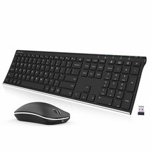 2.4G Wireless Keyboard And Mouse Combo Stainless Steel Ultra Slim Full Size Keyb - £56.05 GBP