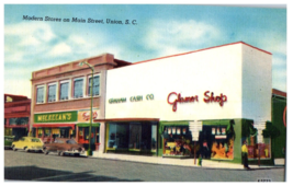 Modern Stores on Main Street Union South Carolina Department Store Postcard - £8.69 GBP