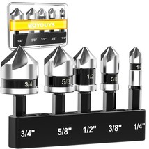 Countersink Drill Bit Set For Metal 5 Pieces - M2 Cobalt Countersunk, And Wood. - $33.92