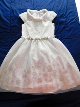 Dress Girls Jona Michelle White Silv/Gold Glitter Dressy Party Sz 12 Preown - £24.12 GBP