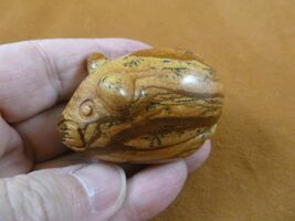 (Y-MOU-706) little tan Jasper Mouse gemstone carving plump Roly Poly hou... - $19.49