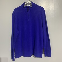 Tasso Elba Men&#39;s 100% Cotton Blue fleece 1/4 Zip Pullover Sweater Size L - $17.16