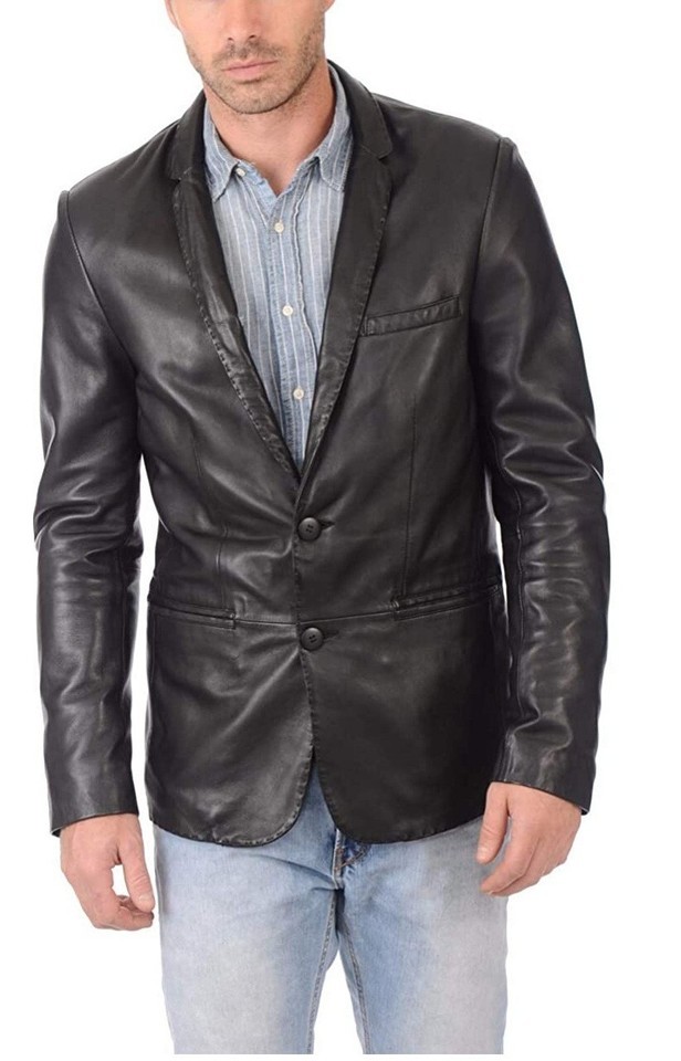 Leather Blazer Jacket Men&#39;s Coat Button Sport Men Soft Suit Vintage New ... - $141.00+