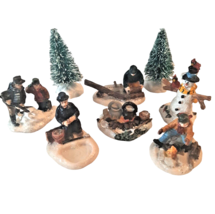 8 Christmas Village Accessories Snowman Campfire Shoveling Chopping Fish... - $18.69