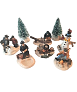 8 Christmas Village Accessories Snowman Campfire Shoveling Chopping Fish... - $18.69