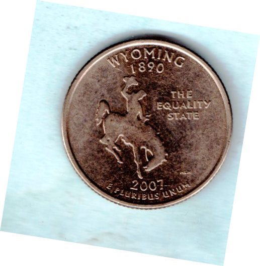  2007 D Washington Quarter - Wyoming State Quarter - About AU53 - $1.25