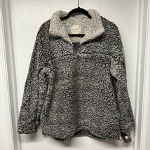 Altar&#39;d State Gray Fuzzy Quarter Zip Sherpa Pullover Sweatshirt Size Large Lined - £19.84 GBP