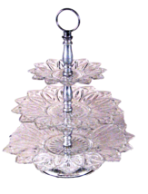 VTG. Federal Glass Flower Petal Pattern 3 Cafe Pastry Display 3 Tier Plate - £27.15 GBP