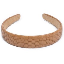 Embossed Woven Vegan Leather Headband Tan - £11.65 GBP