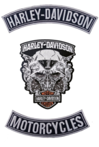 H - D Skull Large Back Patch - Harley Motorcycle 12&quot; Jacket Back Patch 3 pcs set - £33.08 GBP