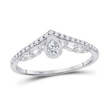 Authenticity Guarantee 
Pear Shape Diamond Ring Wedding Band Chevron 10K Whit... - £404.84 GBP