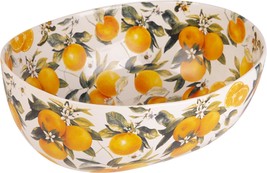 13.1in Oval Orange Garden Stoneware Serving Bowl - $66.82
