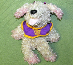 Fancy Nancy Frenchy Poodle Stuffed Animal Dog 14&quot; Curly Plush Purple Ribbons Toy - £11.07 GBP