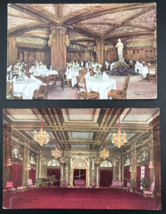 2 - 1910s Hotel LaSalle Chicago IL Blue Fountain Room &amp; Red Room Postcard - £9.72 GBP