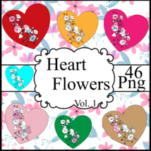 Heart Flowers Vol. 1 smp CD-Digital ClipArt-Gift Tag-T shirt-Jewelry-Gif... - $1.25