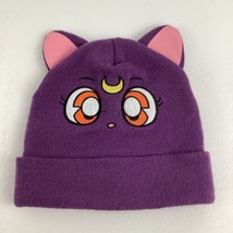 Sailor Moon Luna Beanie Hat Winter Weather Gear Purple Headwear Attached Ears - £18.46 GBP