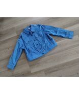 New NWOT Woman Within Button Up Jacket Womens Sz 12W Blue Corduroy Denim... - $327.02 MXN