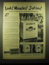 1948 Bendix Gyromatic, DeLuxe and Standard washers Ad - Look! Miracles! 3 of e&#39;m - £14.78 GBP
