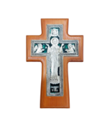 8&quot; Green Enamel Russian Orthodox Slavonic Wall Mounted Virgin Mary Cross... - $663.96 MXN
