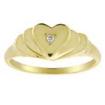 0.01 Carat Round Cut Diamond Accent Heart Ring 14K Yellow Gold - £166.19 GBP