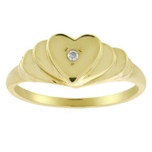 0.01 Carat Round Cut Diamond Accent Heart Ring 14K Yellow Gold - £168.00 GBP