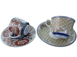 2 Antique Japanese Imari Cups and Saucers - $193.05