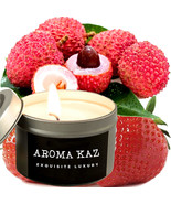 Pink Lychee Scented Tin Candles Hand Poured Vegan Friendly Eco Soy - $284.64 MXN+