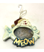 Kitty Cat With Fish MEOW Picture Frame Christmas Ornament - $94.08 MXN
