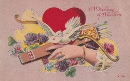 Valentine Greeting Heart Dove Bow Quiver Arrows Postcard D55 - £2.39 GBP